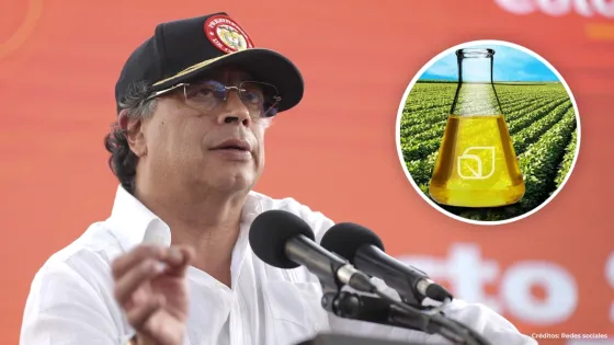 Presidente Gustavo Petro e imagen de referencia de biodiésel.
