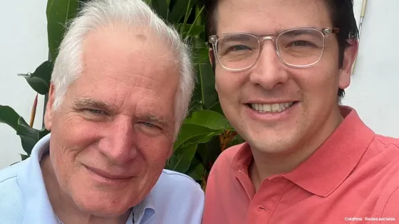Miguel Uribe Turbay y su padre Miguel Uribe Londoño.