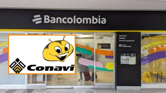 Bancolombia y logo de Conavi. Bancolombia y logo de Conavi.