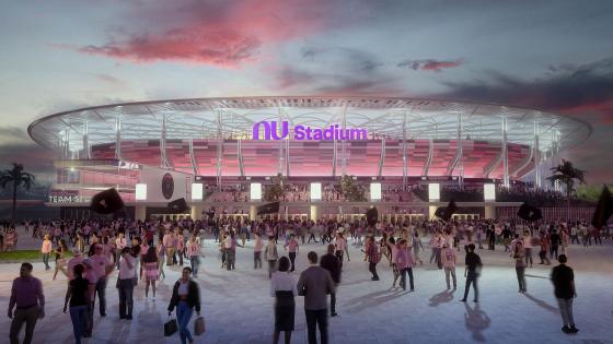  Fotografía cedida por el Inter Miami CF que muestra una ilustración conceptual del nuevo estadio de fútbol 'Nu Stadium'. El nuevo estadio de fútbol del Inter Miami se llamará de forma oficial Nu Stadium, como el banco digital brasileño Nu, que busca expandirse en Estados Unidos, anunciaron este miércoles ambas organizaciones a un mes de que se inaugure el recinto.