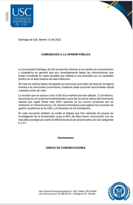 Universidad desmintió haber llamado a sus empleados para reunión con Álex Char Universidad desmintió haber llamado a sus empleados para reunión con Álex Char