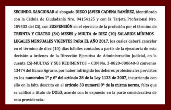 Condena Diego Cadena Condena Diego Cadena