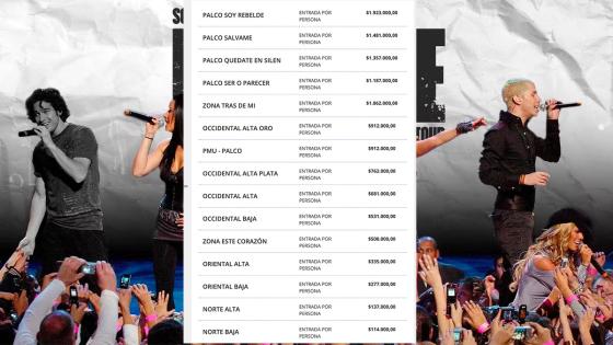 RBD precio de boleterías RBD cuánto cuesta ir al concierto