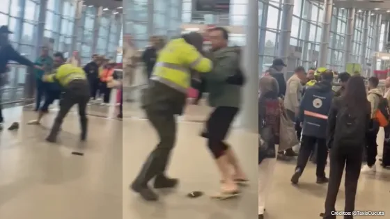pelea policia aeropuerto pelea policia aeropuerto