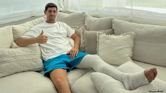 Thibaut Courtois reaccionó a su grave lesión en Madrid Thibaut Courtois reaccionó a su grave lesión en Madrid