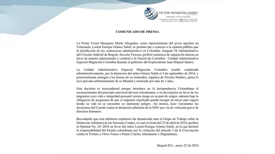 Comunicado abogados Victor Mosquera Marín Comunicado abogados Victor Mosquera Marín