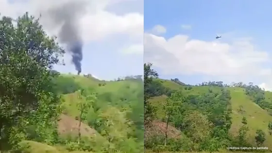 Helicóptero atacado en Antioquia. Helicóptero atacado en Antioquia.