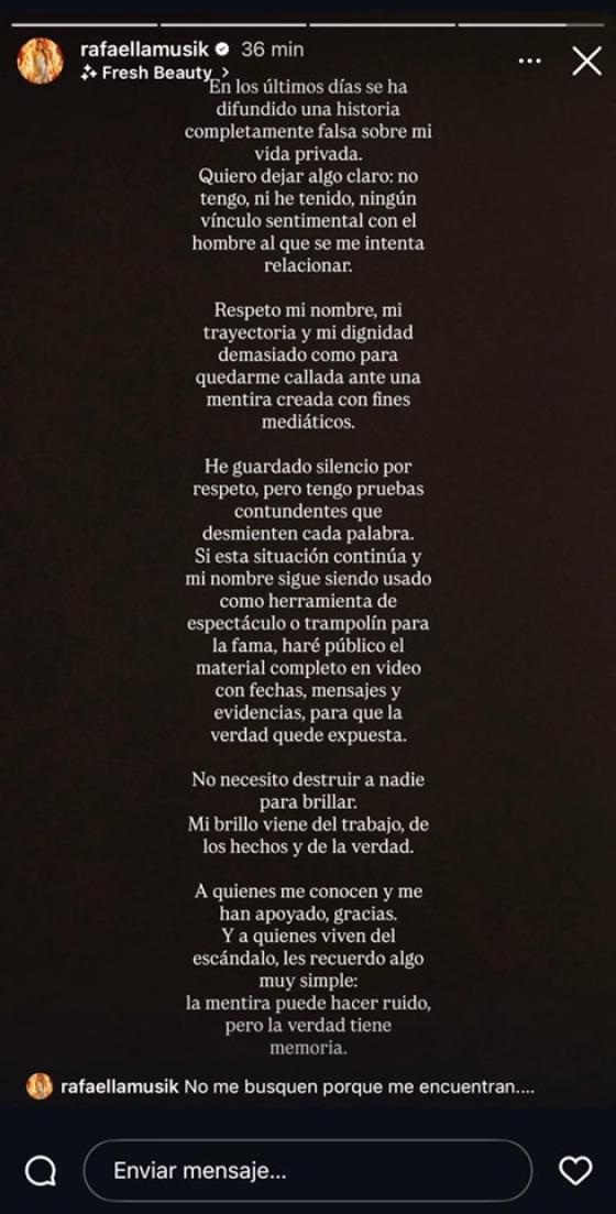 Hija de Marbelle Rafaella Chávez se defiende