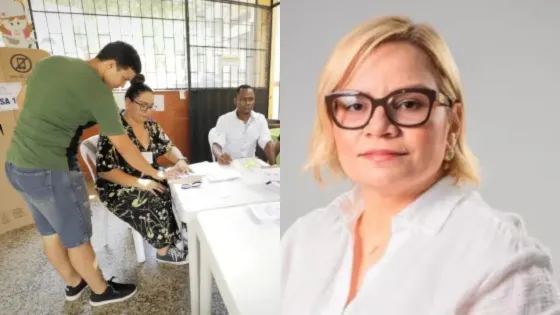 María Margarita Guerra y gente votando