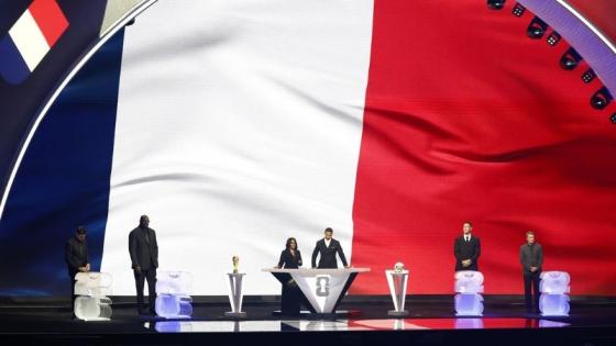 The colours of France appear on the stage during the FIFA World Cup 2026 Final Draw at the Kennedy Center in Washington DC, USA, 05 December 2025. (Mundial de Fútbol, Francia
