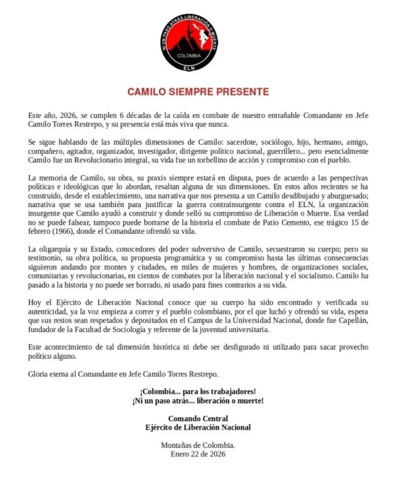 ¿Quién fue Camilo Torres? El ELN dice haber hallado sus restos