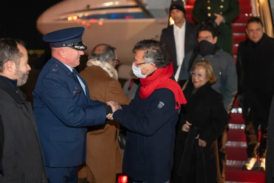 Gustavo Petro en su llegada a Washington