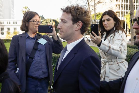 Mark Zuckerberg, Chief Executive Officer of Meta Platforms, arrives for a court appearance at the Los Angeles County Superior Court in downtown Los Angeles, California, USA, 18 February 2026. Zuckerberg appeared in connection with a civil lawsuit alleging that Meta's social media platforms engaged in anti-competitive practices contributing to mental health harms among minors.