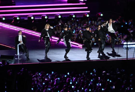 K-pop group BTS performs onstage during the 'BTS THE COMEBACK LIVE | ARIRANG' concert at Gwanghwamun Square in central Seoul, South Korea, 21 March 2026. 