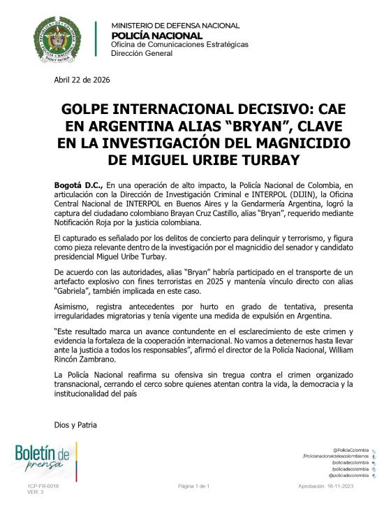 Choque de versiones por captura de colombiano en Argentina