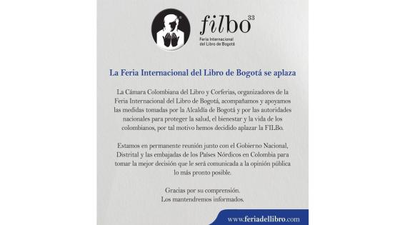 La feria del libro decidió aplazar el evento hasta nueva orden del Ministerio de salud. La feria del libro decidió aplazar el evento hasta nueva orden del Ministerio de salud.