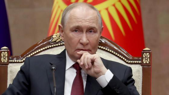 Russian President Vladimir Putin during his meeting with Kyrgyz President Sadyr Japarov (not pictured) in Bishkek, Kyrgyzstan, 26 November 2025.